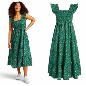 Hill House Home ellie nap dress in emerald trellis size small
